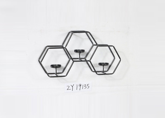 Black Silver Wall Decoration Hexagonal Sconce Candle Holder
