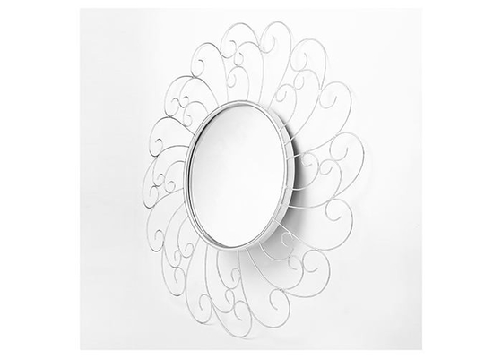 Sunflower Shape Metal Wall Art Mirror Floral Mirror Silver Color For Wall