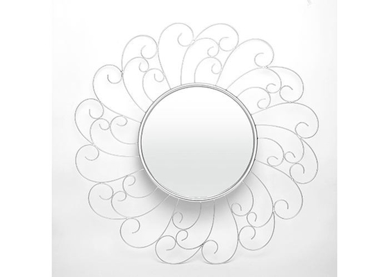 Sunflower Shape Metal Wall Art Mirror Floral Mirror Silver Color For Wall