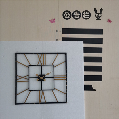 Square Vintage Black Gold Silent Metal Wall Art Clock